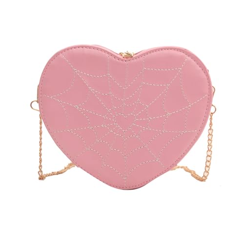 Halloween Purses for Women Novelty Heart Shaped Spider Web Purse Stylish Gothic Zipper Crossbody Shoulder Bags