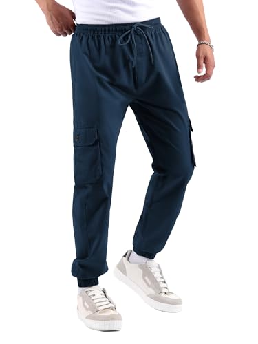 Image of Beyoung Cotton Regular Fit Heavy Gauge Cargo Joggers for Men | Ribbed Hem | Spacious Pockets | Track Pants | Elastic Waistband | Cargo for Men