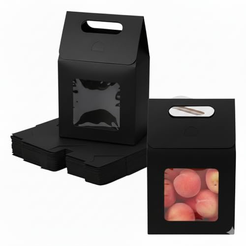 Boîtes cadeaux kraft avec poignée boîte carton noir taille 19,5x13,5x8 cm