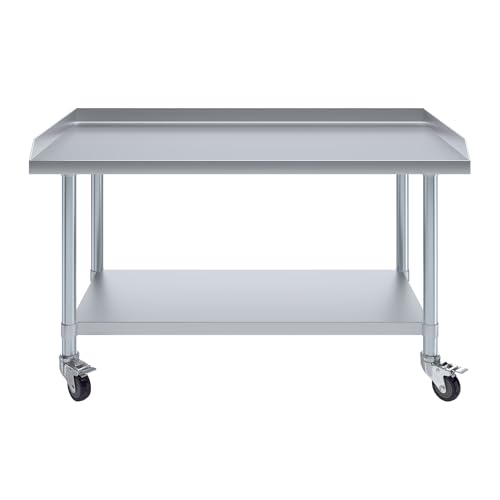 Image of AmGood Stainless Steel Equipment Stand with Undershelf + Casters, Heavy Duty, Commercial Grade, NSF Certified (24 inch Width x 48 inch Length + Casters)