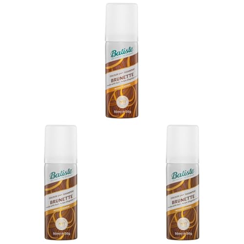 Batiste Brunette Dry Shampoo Travel Size 50mL - Root Concealing Dry Shampoo with Vanilla & Jamine Scent, Refresh & Absorbs Oil, No White Residue, Seamlessly Blends with Brunette & Enchances Colour