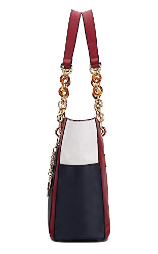Conjunto de 2 piezas MKF: bolso tote para mujer y monedero, bolso de mano de cuero sintético PU con asa superior y correa para hombro miniatura 6