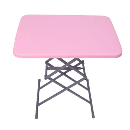 XDLEDMKIZ Mesa de Picnic Plegable, Mesa Plegable de Altura Ajustable, Mesa portátil para Acampar, Comer en Interiores y Exteriores, Mesa de jardín portátil, Azul, 64 x 4