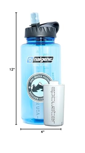 Epic Water Filters Nalgene OG Water Bottle with Filter, USA Made, BPA Free, Removes 99.99% Tap Water Contaminants, Forever Chemicals, Slate Blue, 32 oz