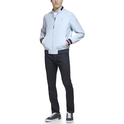 Image of Tommy Hilfiger Men's Lightweight Varsity Rib Knit Bomber Jacket