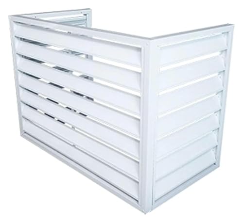 エアコン室外機カバー, ルーバー室外機カバー, 盗難防止の頑丈なアルミ製エアコンカバー、ミニスプリットコンデンサーカバー、エアコンを隠すフェンス(White,100*50*70cm)