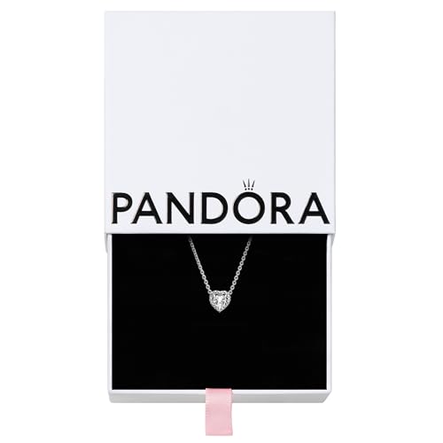 PANDORA Elevated Heart - Gift for Her - Cubic Zirconia Necklace in Sterling Silver - With Gift Box - 17.7