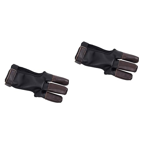 Toyvian 1pc Archery Glove Three Finger Protective Sports Glove for Soft and PU Material Quick Wear Design Present for Archery Enthusiasts