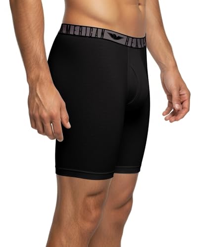 AMERICAN HEAVEN Men's Knee Length Boxer Briefs | Ultra Soft -Stretch Base Layer Boxer Brief with Fly-Pack of 64