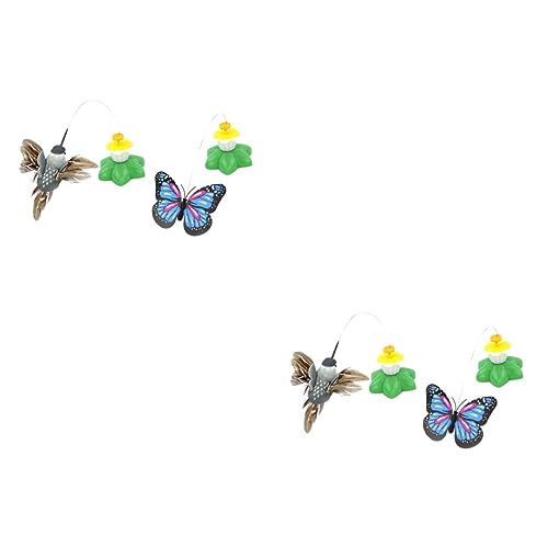 FOMIYES 4 Piezas Palo de Entretenimiento para Gatos Juguetes Perro Palo de burlas Gato eléctrico Palo de burlas de Mascotas Gatito Teaser de Gato Suministros colibrí