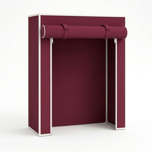 Image of EASY BUY Shoe Rack Cover only, 4 Shelves Cover with Zip Door Lock & Side Pocket| Space Saving Organizer for Clothes & Shoes 70 x 60 x 30 cm, Maroon