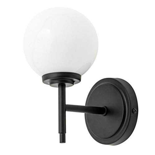 LITECRAFT Preston Wall Light Bathroom 1 Arm with Glass Globe Shade - (Matte Black) โ image 1