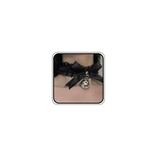 fxmimior Black Lace Choker Necklace Bell Pendant Necklace Sexy Women Halloween Accessories (black)