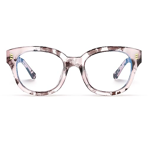 VISOONE Spring Hinge Medium Round TR90 Blue Light Blocking Glasses with Anti Eye Strain and Computer Glare for Women Man BELLAMY