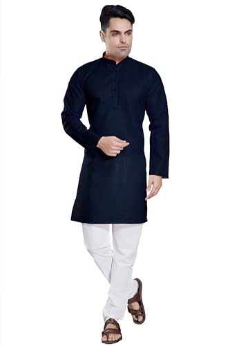 Image of DIVISIVE Men's Plain Cotton Blend Linen Slim Fit Kurta Pyjama Set