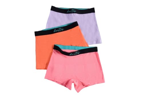 Girls' Boxer Briefs. 3-pack sampler Cotton, Modal and Nylon Mesh. Sensory-friendly. Full-coverage. Super soft. Tagless.