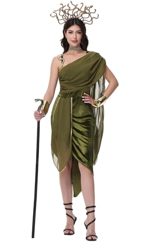 Image of Ulalaza Women's Cosplay Costume Cleopatra Greek Goddess Ancient Roman Warrior Uniform Outfit for Halloween Party
