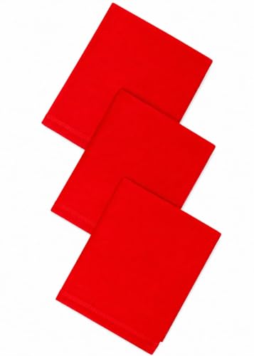 Image of Calvero Cotton Solid Handkerchief for Men and Boys, Super Absorbent Hanky, Black, Blue, Orange,Red,White,Yellow, 3 Pack