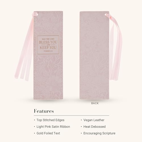 Image of Christian Art Gifts Faux Leather Bookmark for Women: Bless You & Keep You