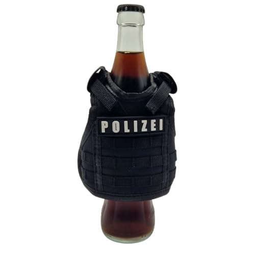 POLIZEIMEMESSHOP Taktische Bier-Weste - Getränkeweste - Schutzweste - Polizei - Zoll - Justiz - Bundespolizei - ca. 13 x 15 cm (Mit Polizei Patch)