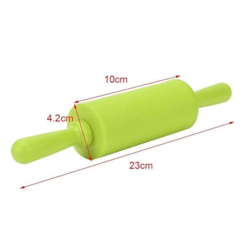 Beufee Mini Rolling Pin, 23cm Silicone Nonstick Dough Roller, Green - Image 2