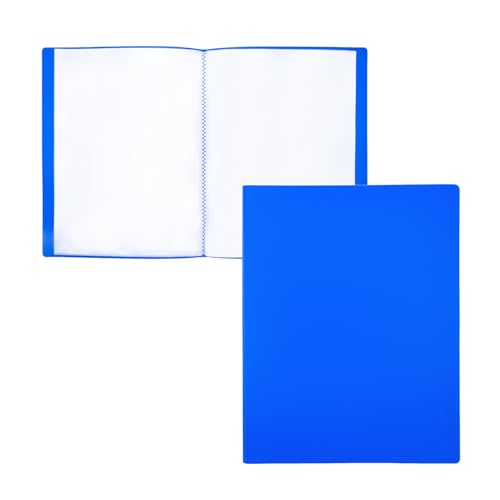 RAYLU PAPER - Carpeta con Fundas Transparentes Tamaño A5, Hecha de Polipropileno 100% Biodegradable, 20 Fundas Transparentes para Documentos en Casa y Oficina (A5, 20 fundas, Azul)
