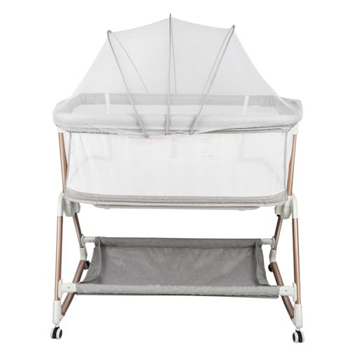 HUOLE Cuna 3 en 1 hasta 30 kg, Cuna de colecho, Cuna Mecedora, Ajuste de Altura e inclinación del colchón, 4 Ruedas con Freno, Colchón Ergonómico, Bolsa-96 * 60 * 90-115cm-gris HUOLE Cuna 3 en 1 hasta 30 kg, Cuna de colecho, Cuna Mecedora, Ajuste de Altura e inclinación del colchón, 4 Ruedas con Freno, Colchón Ergonómico, Bolsa-96 * 60 * 90-115cm-gris