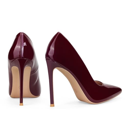 Women High Heels 4 inch Stiletto Pumps Sexy Pointed Toe Patent Leather Slip On High Heel Dress Evening Party Pump Shoes4