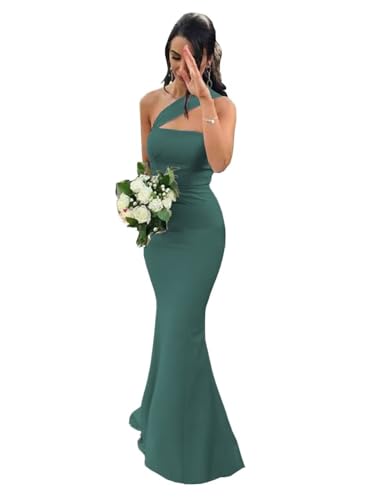 Image of Stretch Spandex Bridesmaid Dresses Long 2026 One Shoulder Formal Gowns Satin Mermaid Prom Wedding Guest DR0194N