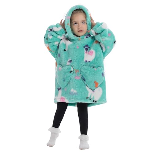 Deserthome AK-KID-ALPACA Wearable Blanket Hoodie For Kids 2-6Yr Animal Oversized Hooded Blanket Super Soft Comfortable Warm Flannel Alpaca thumb #6