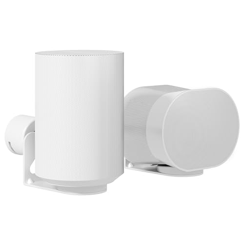 Image of PEGZONE Speaker Wall Mount for Sonos Era 100 and Era 300, 1 Pair, White | Flexible Angle Adjustment, Surround Sound Speaker Wall Bracket Compatible with Sonos Era Speakers
