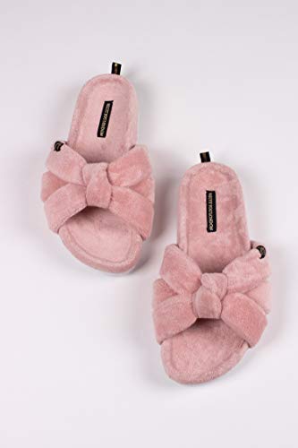 London Women's Footwear Beautiful Slider Slipper Bow - Ariel Pink2