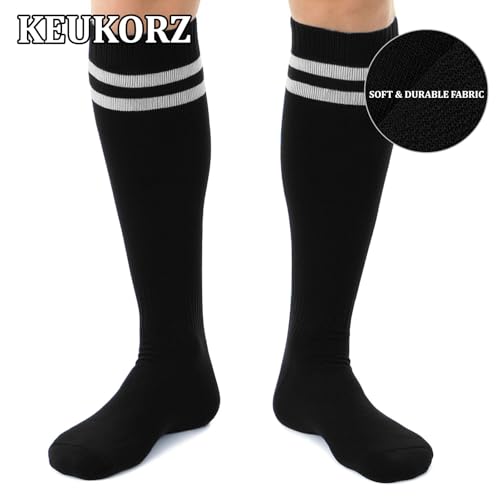 3 Pair Athletic Socks Youth Adult Non-Slip Classic Stripes Long Baseball Socks Men Football Sports3