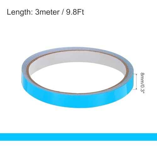 Image of uxcell 4Rolls Glow in The Dark Tape, 0.3 inch x 9.8 ft Fluorescent Adhesive Tape Luminous Tape for Stairs, Walls, Steps, Exit Sign, Home Decoration, Blue