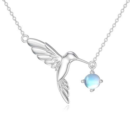 Hummingbird Necklace for Women 925 Sterling Silver Moonstone Hummingbird Pendant Ladies Jewelry Gifts - Main Image