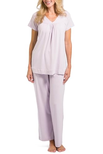 Fishers Finery Women's EcoFabric Pajama Set; Short Sleeve Top & Full Length Pant with Gift Box