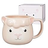 ToCooTo Llama Coffee Mug 14 oz Ceramic Novelty Coffee Mug 3D Porcelain Tea Mug for Women Christmas Housewarming Holiday Birthday Gifts for Women Mom Kids Teacher and Best Friend Pink