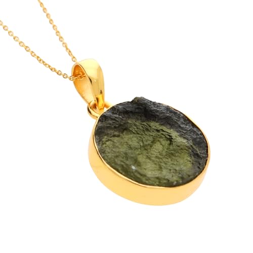 Certified Rough Moldavite Gemstone, Sterling Silver Pendant - Healing Czech Republic Moldavite - Birthday Gift