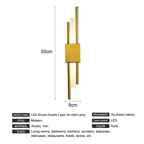 Aplique de pared LED moderno con acabado oro de lujo para pasillos y salones 6