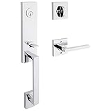 Baldwin SC.SEAxSQU.R.CSR.260.6L.DS.CKY.KD Seattle Single Cylinder Handleset with Right-Handed Contemporary Square Lever and Contemporary Square Rose, Polished Chrome