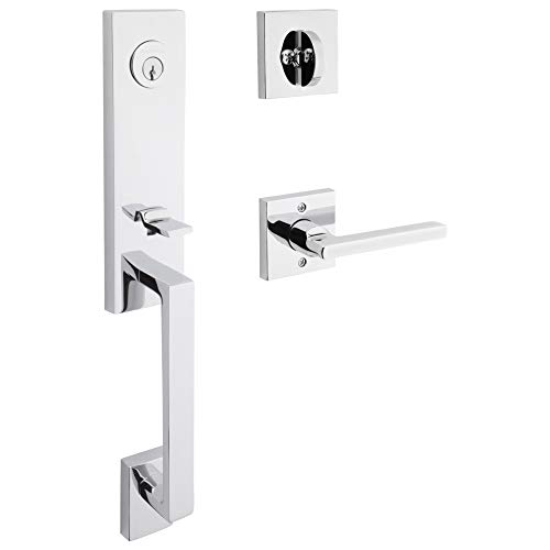 Baldwin SC.SEAxSQU.R.CSR.260.6L.DS.CKY.KD Seattle Single Cylinder Handleset with Right-Handed Contemporary Square Lever and Contemporary Square Rose, Polished Chrome