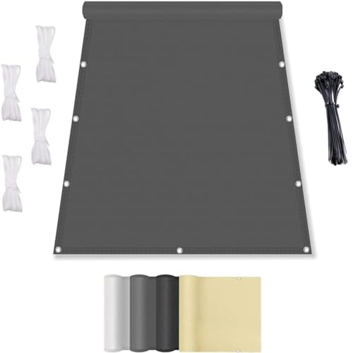 Voile d'ombrage rectangulaire 1.4x5m gris clair imperméable pour balcon - 2