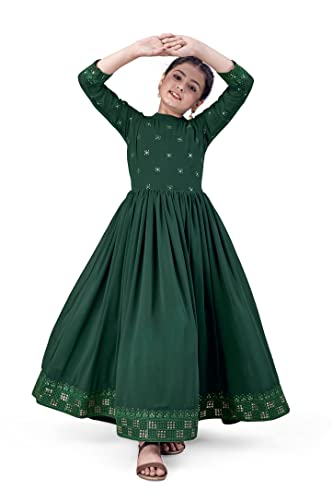 Image of Jwalin Girls Maxi Length Flared Dress|Girls Maxi Dress|Ethnic Dress|Long Maxi Dress for Girls|Fit and Flare Dress|Kids Maxi Dress|Girls Dress