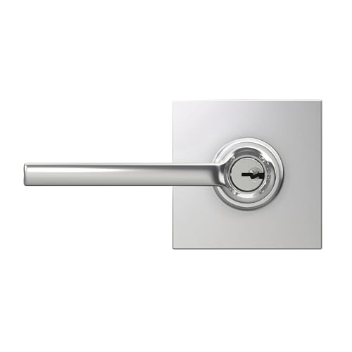 Image of SCHLAGE Latitude Keyed Entry Door Handle, Reversible, Bright Chrome | Keyed entry lever door handle with turn-button lock, Easy to install, Certified security & durability, Universal fit, 2 keys