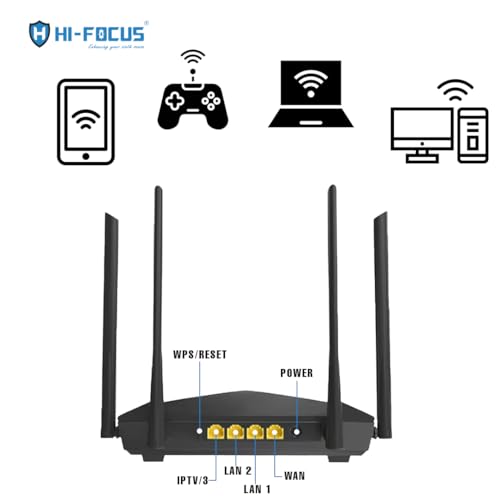 HI-Focus AC1200 Wireless Smart Dual-Band Gigabit WiFi Router | Mu-Mimo| 867MBPS(5GHz) & 300MBPS (2.4Ghz) High-Speed Internet | Dual-Band | 4... - Image 3