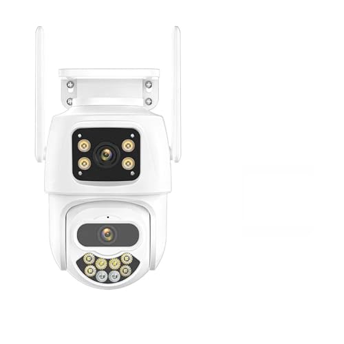 Cámara de Seguridad, Cámara IP 4K de 9MP con, Tres Lentes, Zoom 8X, cámara PTZ for Exteriores, cámara de Seguridad con Seguimiento automático AI HD de 6MP, vigilancia CCTV P2P(6MP Camera Add 32G)