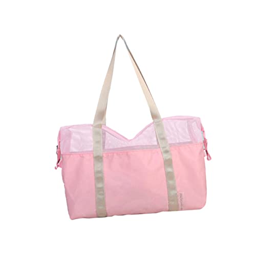 NOLITOY Summer Fashion Mesh Travel Bag Stylish Pink Shoulder Bag for Beach Swimming and Outdoor Activities for Storing Clothing Wallet Phone and Essentials