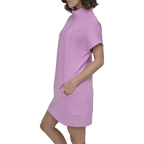 Image of DKNY Women's Short Sleeve Half-Zip Sweatshirt Dress