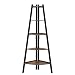 Homfa Industrial Corner Ladder Shelf, 5 Tier Bookcase A-Shaped Utility Display Organizer Plant Flower Stand Storage Rack, Wood Look Accent Metal Frame Furniture Home Office
