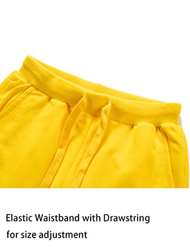 Wiyoshy Boys' Solid Color Cotton Sweatpants Jogger Pants Age 3-12 Yrs (Pure Yellow, 14) #TOP2